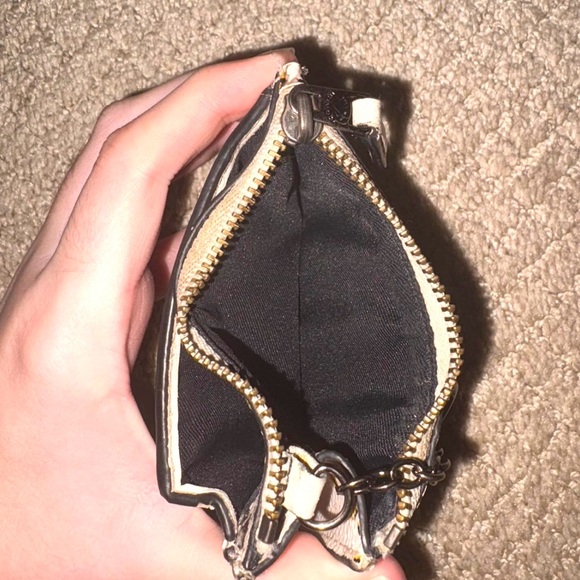 Coach white Leather/Canvas Coin Wallet with Key Ring, Floral print - Picture 3 of 3